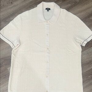 Express Cream Textured Button Down Shirt